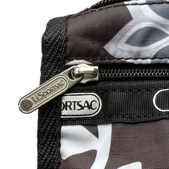 leSportsac Cosmetic Bag Hawaii Zippered Pouch Floral Black White Gray - Picture 6 of 17